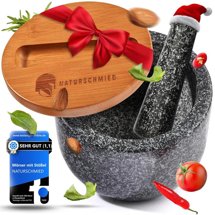 Actual product image Naturschmied Mortar with pestle and lid