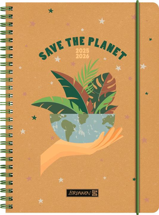 Actual product image BRUNNEN Schlerk calendar (2025/2026) 'Save The Planet', 2 pages = 1 week, A5, 208 pages, Recyc (A5, Dutch, English)