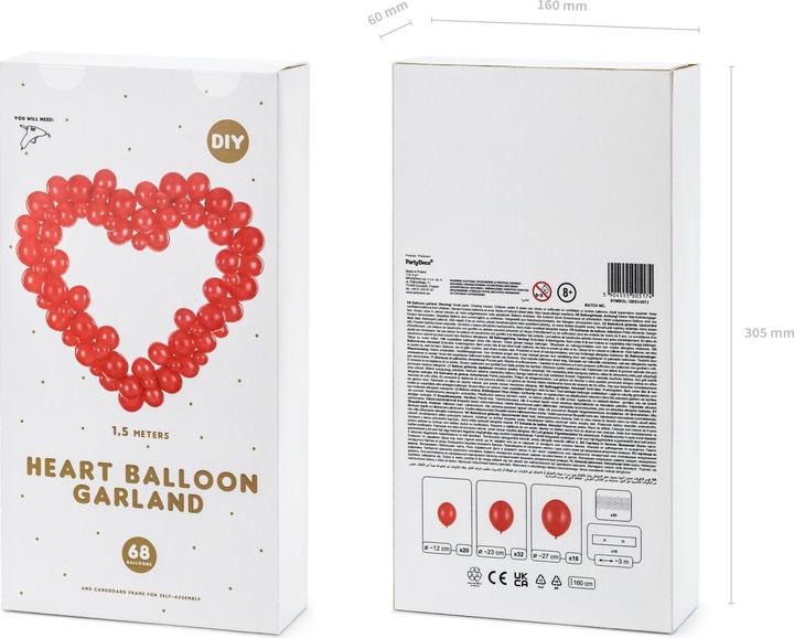 Actual product image Partydeco Balloon heart red, 166 x 160 cm, 68 balloons (1 x)