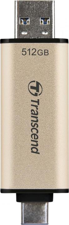 Actual product image Transcend JetFlash 930C USB flash drive 512 GB USB Type-A / USB Type-C 3.2 Gen 1 (3.1 Gen 1) Gold (512 GB, USB-C, USB-A, USB 3.2)