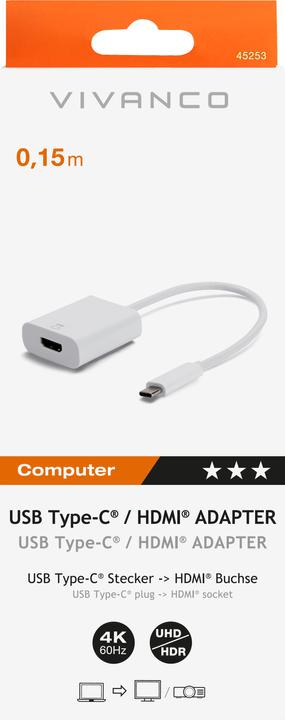 Image du produit Vivanco CA UC HD 1 Adaptateur graphique USB Pixel (USB-C, 15 cm)