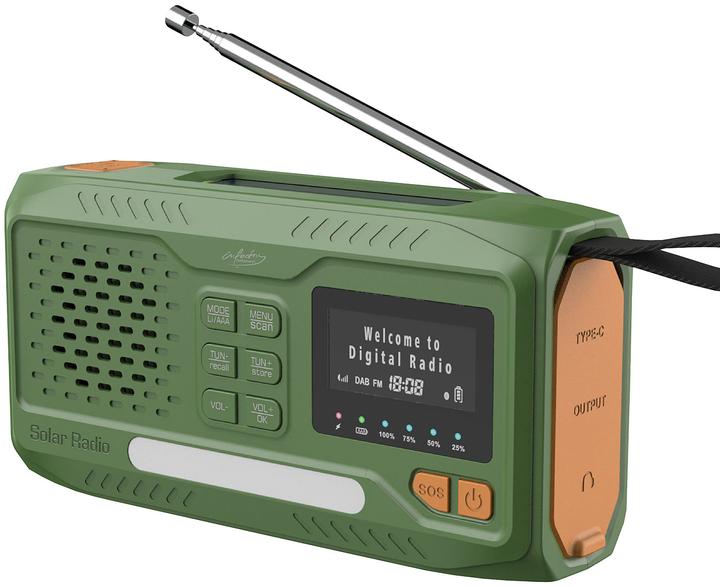 Produktbild Infactory Mobiles DAB+-Kurbelradio mit EWF, Solarpanel, LED, USB, Bluetooth 5 (FM, DAB+, UKW, Bluetooth)