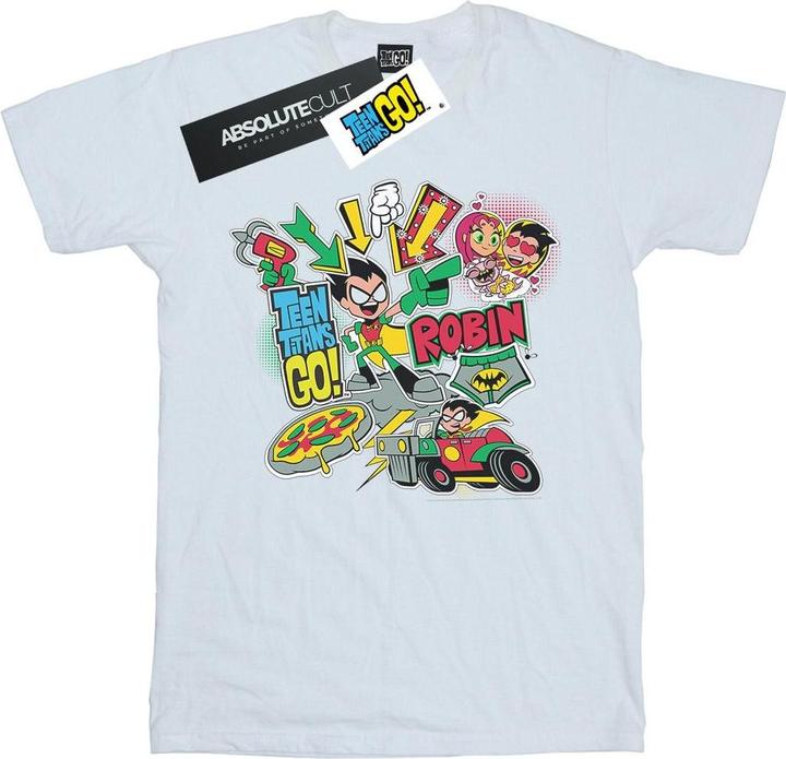 Actual product image Girls Teen Titans Go Robin Montage Cotton T-Shirt (140, 146)