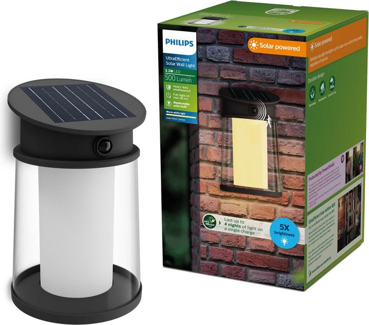 Actual product image Philips Lighting Juda 929004633201 Solar-Aussenwandleuchte 3.2 W Warmweiss Schwa (470 lm, IP44)