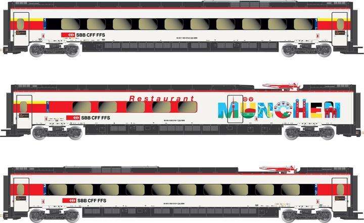 Produktbild Arnold SBB 3-er Set Wagen RABe 503 018 Astoro München-ZH (Spur VI)