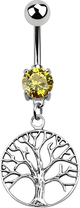 Produktbild Star Piercing Banane silber mit Anhänger Baum gelb (Chirurgenstahl 316L, ohne Messing, 925 Sterlingsilber)