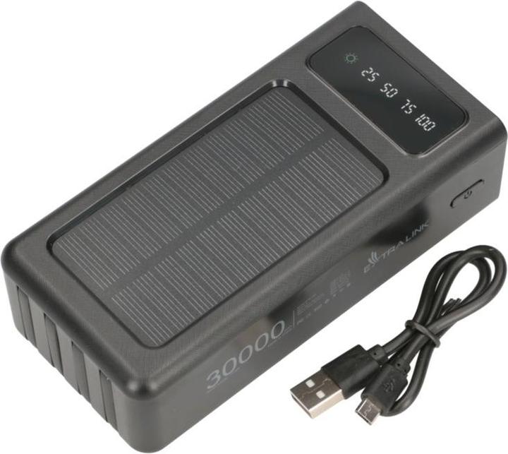 Image du produit Extralink EPB-093 30000mAh Czarny | Banque de puissance | Banque de puissance solaire, USB-C (30000 mAh, 10 W, 111 Wh)