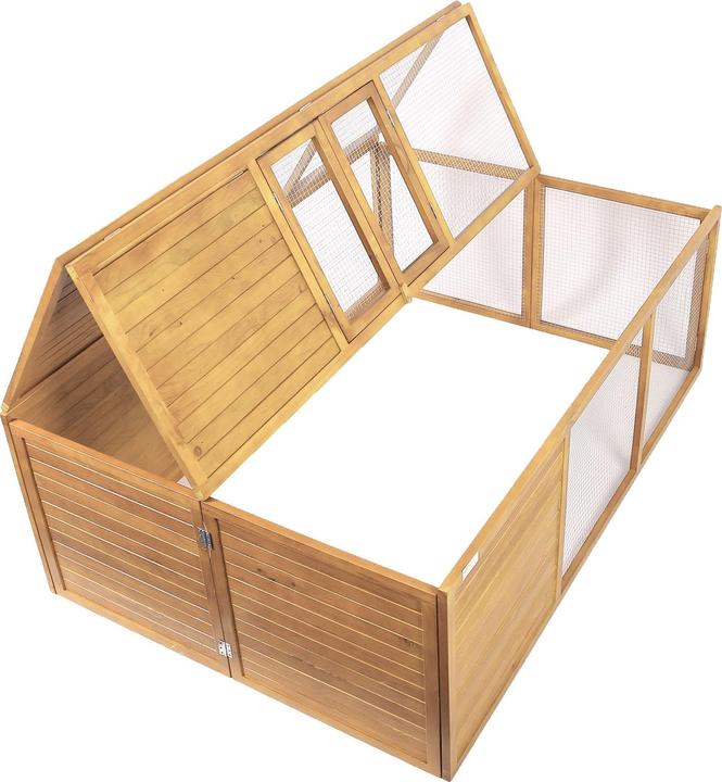 Actual product image Wiltec Small animal hutch foldable 153x110x55cm rabbit hutch fir wood wire mesh