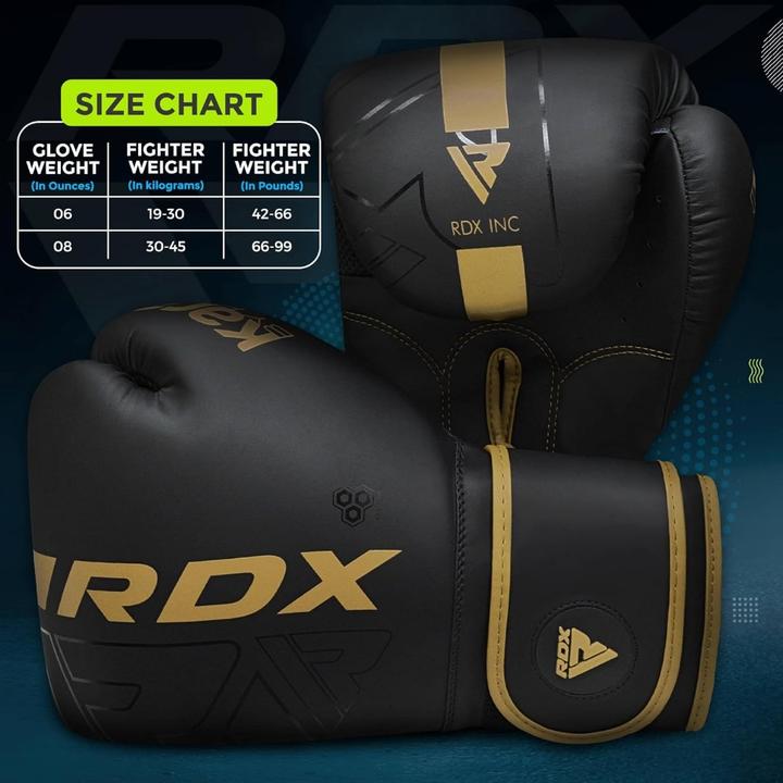 Actual product image Rdx Boxing Gloves F6 Matte Golden (6 OZ, 10)