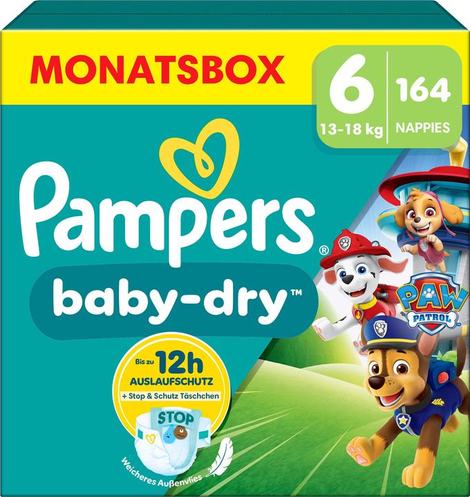 Image du produit Pampers Baby-Dry Paw Patrol édition limitée (Taille 6, Pack mensuel, 164 pièce(s))