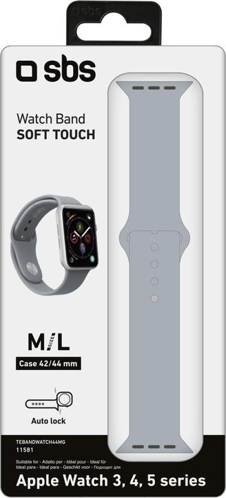 Produktbild SBS Armband für Apple Watch Series 3/4/5/6/7/SE 44mm Grösse M grau (44 mm, Silikon)