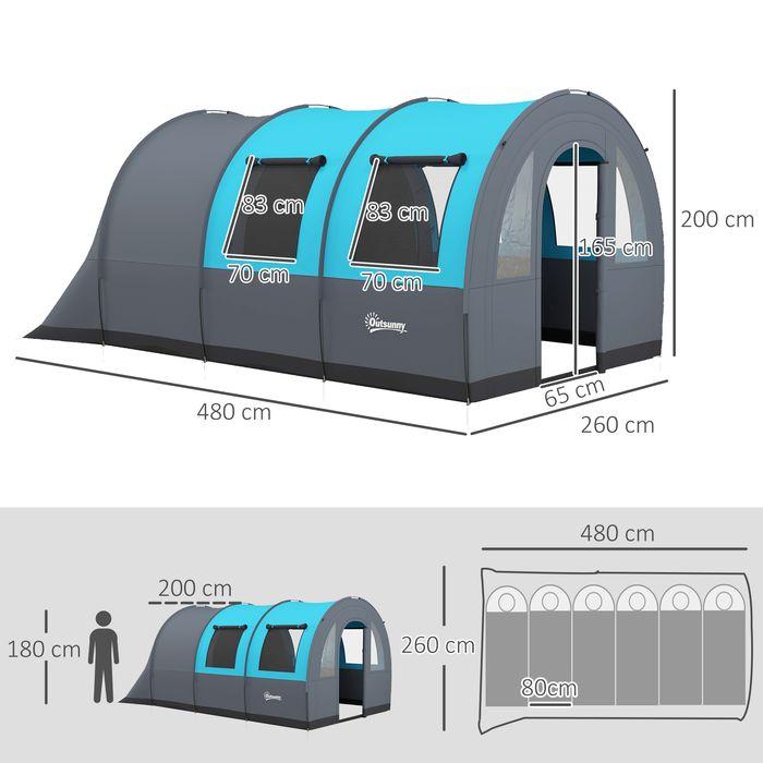 Actual product image Swisshandel24 Tunnelzelt Campingzelt für 6 Personen, 2 Räume, 3000mm Wassersäule (Tunnel tent, 6 persons)
