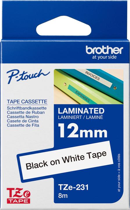 Brother TZe-231 (1.20 cm, Schwarz, Weiss)