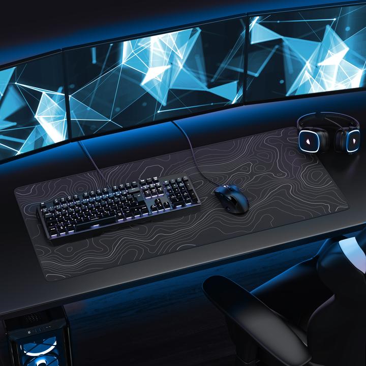 Produktbild Titanwolf Gaming Mauspad XXL, glattes Stoffgewebe, Speed Mausmatte 900 x 400 mm grosse Fläche, Topography (XXL)