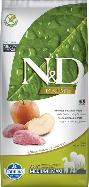 Immagine prodotto Farmina N&D Prime Dog Wild Boar And Apple Adult Medium & Maxi 12 kg (Adulto, 1 pz., 12000 g)