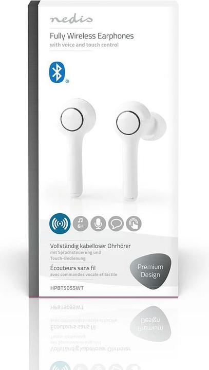 Actual product image Nedis Talk/Music 6h, 18h with charging cradle HPBT5055BK, white (6 h, Wireless)