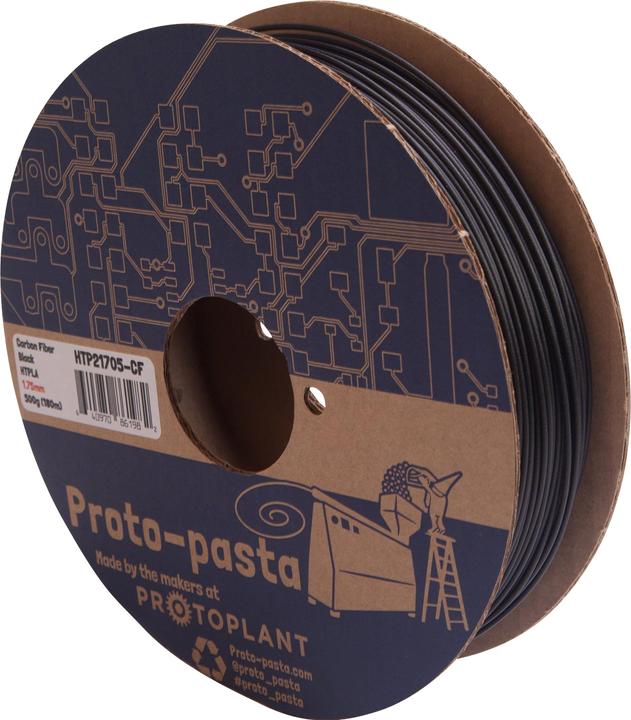 Produktbild Proto-pasta Filament Matte Fiber HTPLA Schwarz 1.75mm 500g (TPLA, 1.75 mm, 500 g, Schwarz)
