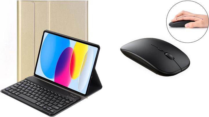 Produktbild Lobwerk 3in1 Bluetooth Tastatur (Schwarz) + Maus + Cover für Apple iPad 10. Gen 2022 10.9 Zoll Zoll Case Sch (X)