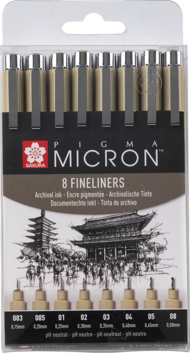 Sakura Pigma Micron (Schwarz, 8 x)