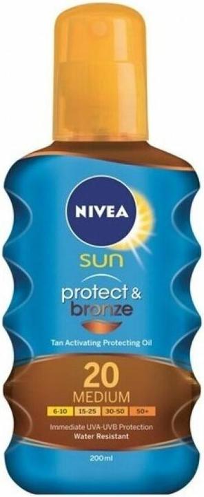 NIVEA Sun Protect & Bronze Oil Spray (Sun spray, SPF 20, 200 ml, 500 g)