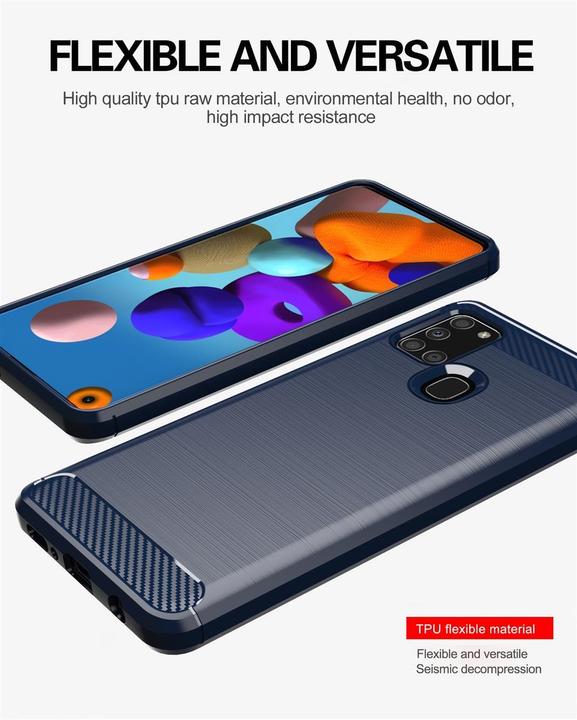 Image du produit Cadorabo TPU Ultra Slim carbon edelstahl Combi Cover (Samsung Galaxy A21s)