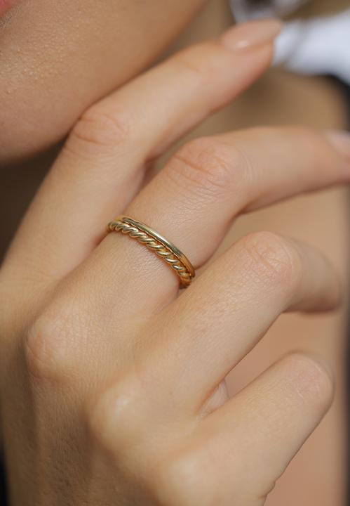 Actual product image Elli Ring Basic Twisted Set of 2 925 Silver (56, 925 Silver)