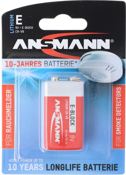 Actual product image Ansmann Battery 9V E-block especially for smoke detector (1 pcs., 9V Block)