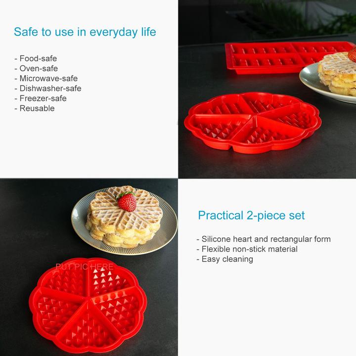 Produktbild Intirilife 2er Set Silikon Waffelformen (18.50 cm)