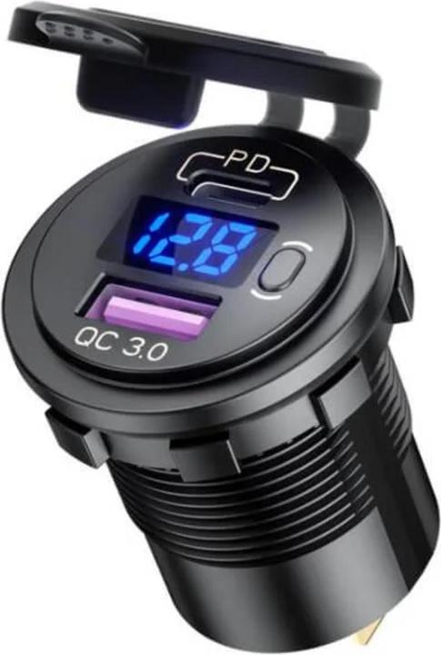 Produktbild Daier USB Einbaubuchse 48W | 1 x USB-C PD & 1 x USB-A | Quick Charge 3.0 | Mit On-/Off Schalter