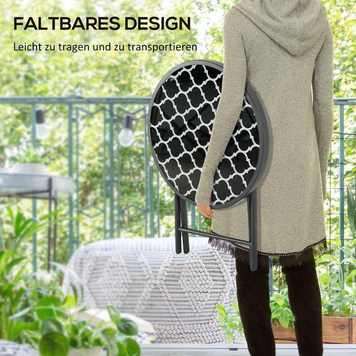 Immagine prodotto Swisshandel24 Tavolino pieghevole, tavolo pieghevole da esterno, tavolo da giardino con piano in vetro temperato (45 cm)