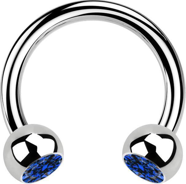 Immagine prodotto Star Piercing Micro Circular Barbell in argento con due sfere di cristallo blu scuro (Acciaio chirurgico 316L, senza ottone)