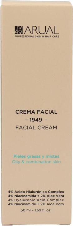 Produktbild Arual Gesichtscreme für fettige Haut und Mischhaut mit Hyaluronsäure, Niacinamid und Aloe Vera (Reinigungsmilch, 50 ml)