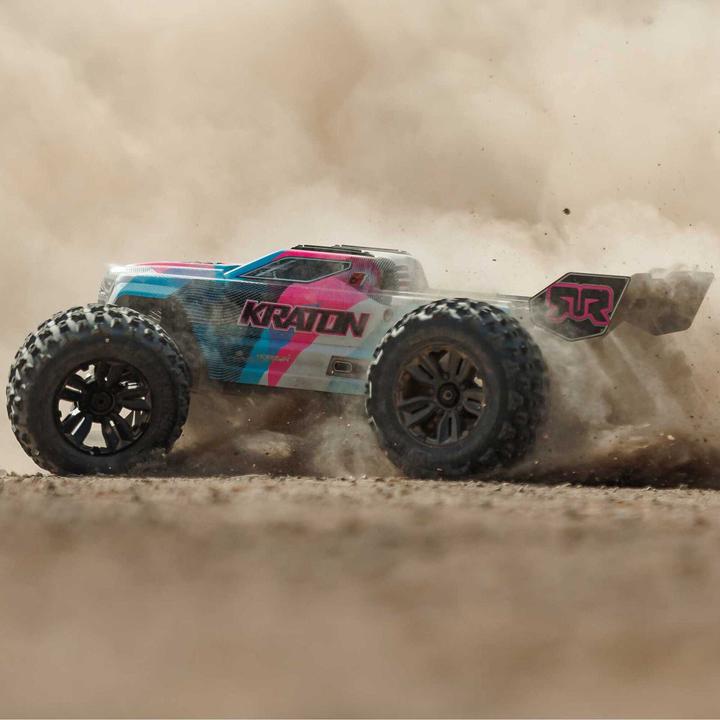 Image du produit Arrma KRATON 6S V6 4X4 1/8 BLX Brushless Speed Monster Truck RTR, Blau/Pink (RTR Prêt à fonctionner)