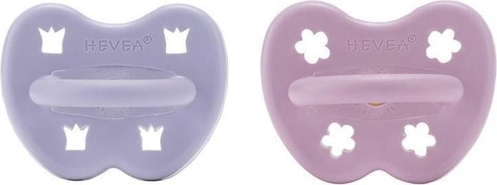 Hevea 2-pack natural rubber dummy, Dusty Violet + Light Orchid - orthodontic (from 3 months) (2 x)