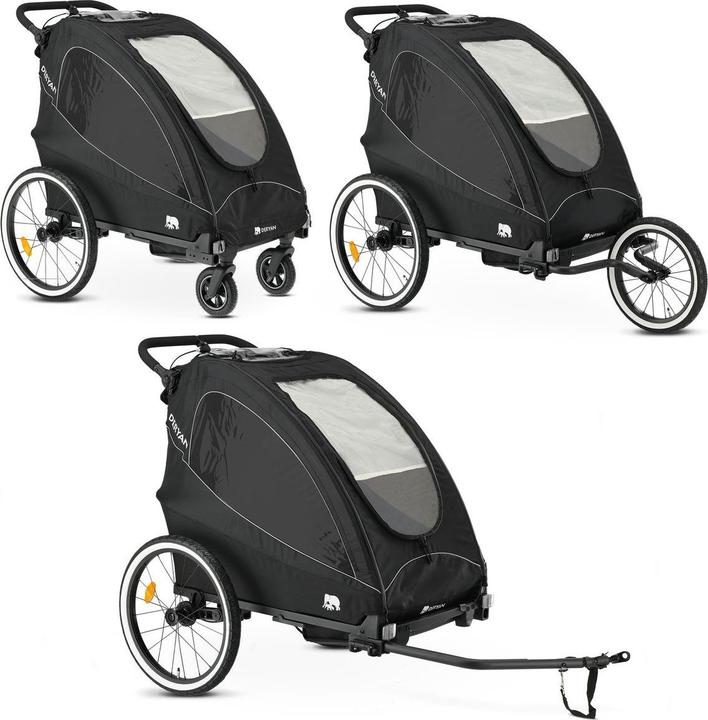 Actual product image Deryan 3in1 Fahrradanhänger für 2 Kinder