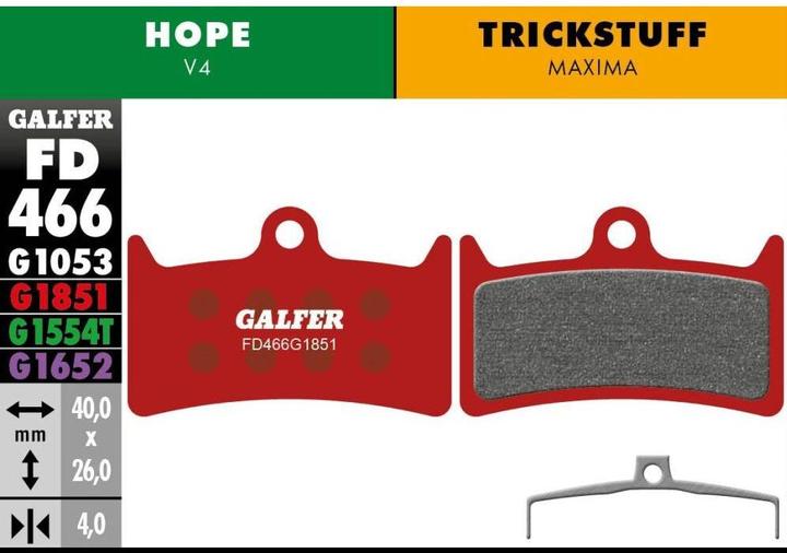 Produktbild Galfer Bike Advanced Bremsbeläge (Trickstuff, Hope, Semi-Metallisch)