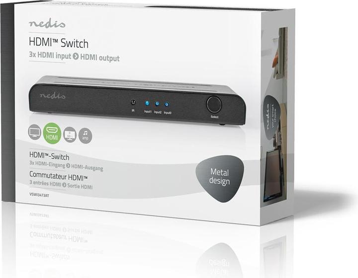 Actual product image Nedis N VSWI3473AT - HDMI switch 3 -> 14K2K at 60 fps/HDCP2.2