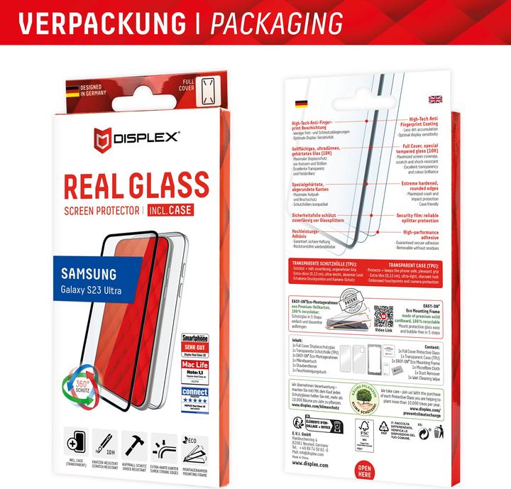 Produktbild Displex Real Glass, Full Cover Panzerglas + Handyhülle (1 Stück, Samsung Galaxy S23 Ultra)