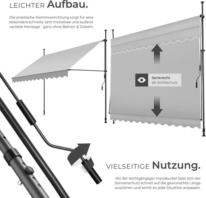 Image du produit tectake Tenda a morsetto con manovella, altezza regolabile (3 m)