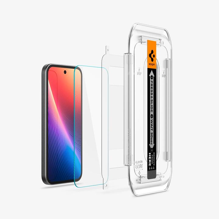 Image du produit Spigen EZ Fit Gehärtetes Glas Clear Displayschutzfolie mit Einbaurahmen Google Pixel 9a (2 pièce(s), Google Pixel 9a)