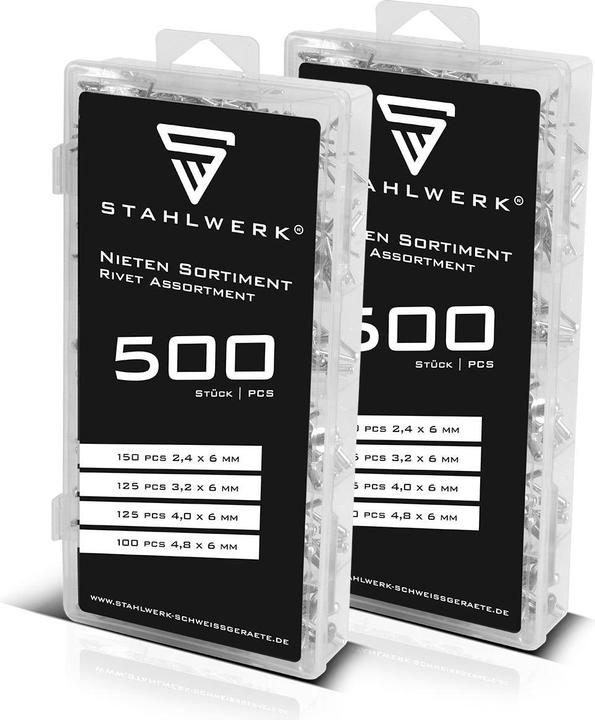 Produktbild Stahlwerk Nieten Sortiment 1000-teilig Blindnieten Set aus Aluminium Nietenset