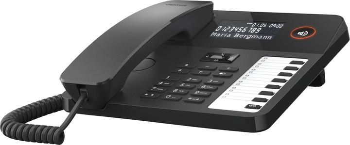Produktbild Gigaset DESK 600 black corded desk and wall phone 7 direct dial keys phone book Hearing aid compatib