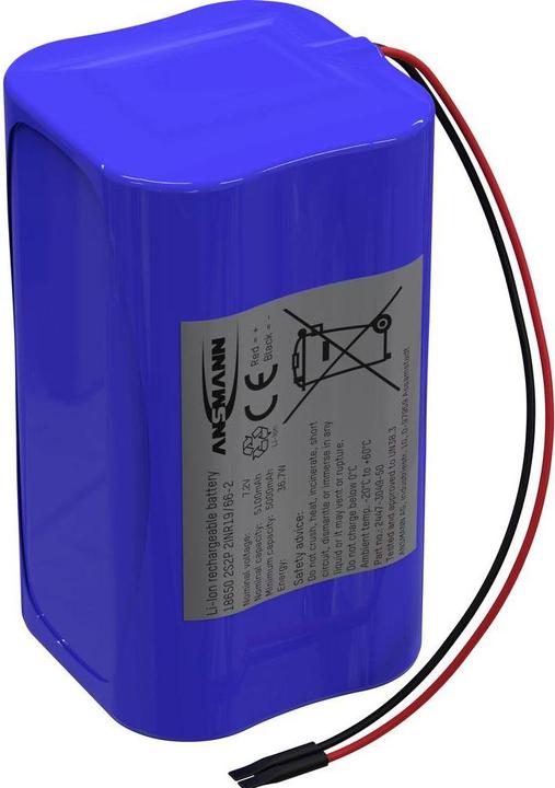 Actual product image Ansmann 2S2P battery pack 4x 18650 cable Li-Ion 7.2 V 5100 mAh (1 pcs., 18650, 5100 mAh)