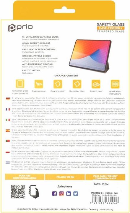Actual product image prio Tempered Glass Screen Protector for iPad mini (2021) clear (1 Piece, IPad mini (2021))