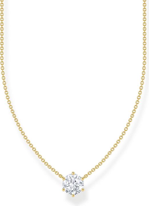 Actual product image Thomas Sabo Gold-plated chain with white zirconia pendant (925 sterling silver, 750 yellow gold gilding, 40 cm)