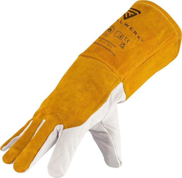 Image du produit Stahlwerk Gants de soudeur Gants de travail en cuir véritable résistants à la chaleur (Taille unique)