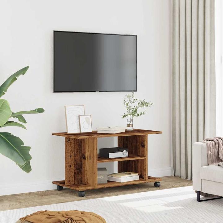 Actual product image VidaXL TV Regal TV Schrank Lowboard Fernsehtisch mit Rollen Altholz-Optik (80 x 40 x 45 cm)