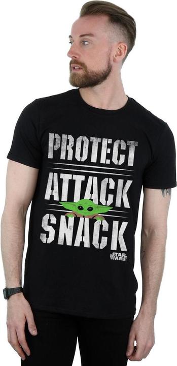 Actual product image Star Wars Mens The Mandalorian Protect Attack Snack T-Shirt (4XL)