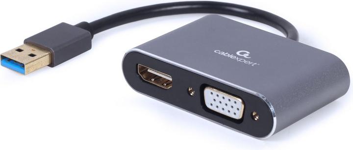 Gembird CableXpert USB to HDMI+VGA Display Adapter, Space Gray (USB-A, 5.80 cm)