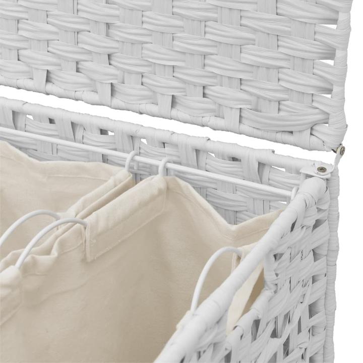 Productafbeelding VidaXL Wasmand met wielen Wit 66x35x60 cm Rotan, kleur